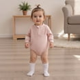 thumbnail image 6 of RMGVDSD Baby Girls Long Sleeve Sweatshirt Romper Bubble Onesie Bodysuit Solid Color Zip Up Romper Soft Onesie Fall Baby Girl Clothes Outfit Dailywear Comfort Sport Wear 0-3 Months, 6 of 9