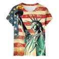 thumbnail image 3 of Pounoo T-Shirts pour Femmes Motif Étoile Rayure Manches Courtes Coupe Décontractée Chemises Légères Confortables Style Décontracté de Rue Hauts Cadeau de Vacances, 3 of 6