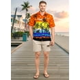 thumbnail image 6 of HAPPY BAY Men's Hawaiian Shirts Short Sleeve Button Down Shirt Mens Tropical Shirts Casual Vacation Summer Party Caribbean Shirts for Men Funny XXL Island View, Orange, 6 of 7