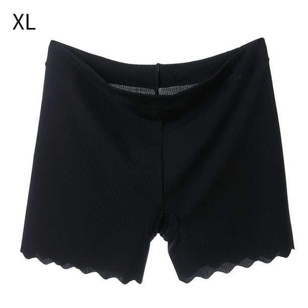 tredstone Women Briefs Ice Silk Plus Size Panties Breathable Safety Boxer  Shorts Lingerie Underwear, Black, XL
