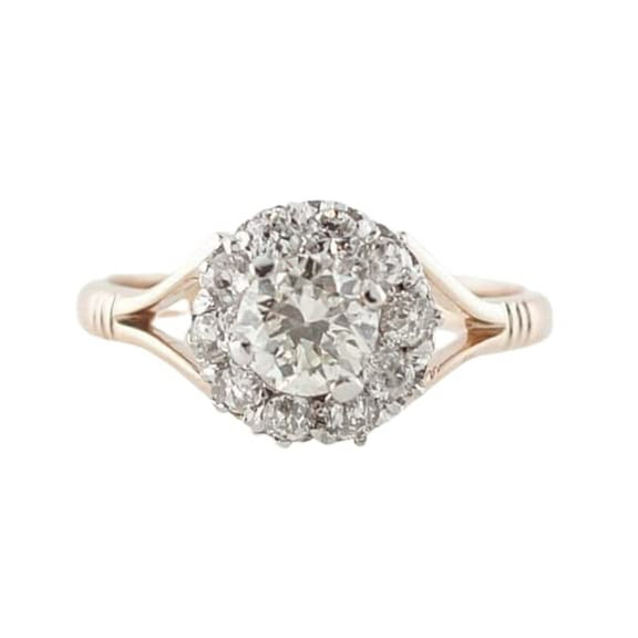 HeartsAndYou 2ct Round Cut Moissanite Engagement Ring for Women Cluster Halo Split Shank 18k Dual Gold over Silver