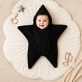 thumbnail image 4 of Loyni Star Shape Newborn Swaddle Sleep Sack Unisex Infant Coral Fleece Wearable Blanket Hooded Wrap Swaddle Soft Cozy Baby Sleeping Bag 0-3 Months Black, 4 of 7