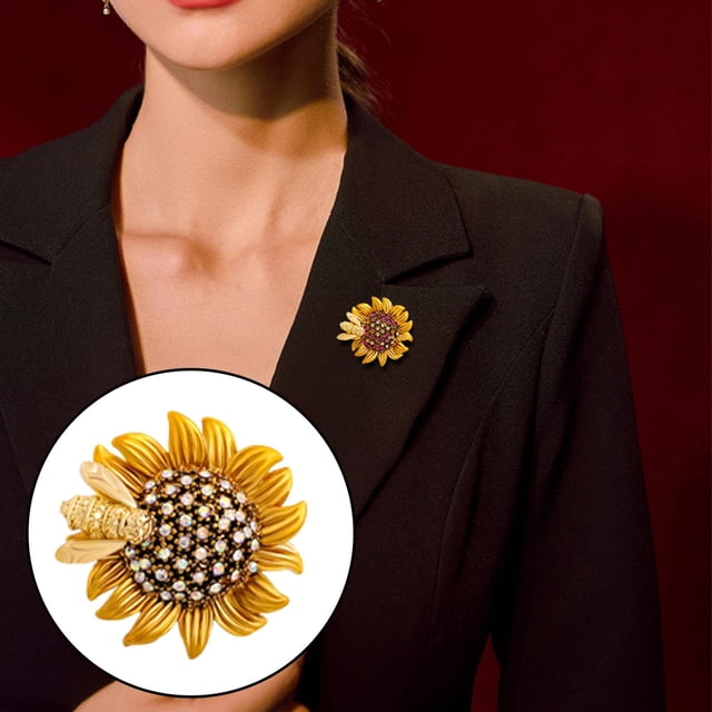 Flor de terre Pin de terreapa para mujer Bufanda Cuello de terreapa Suéter Sombrero Ropa elegante Vestidos Decoración Adorno Pasadores de seguridad Amarillo