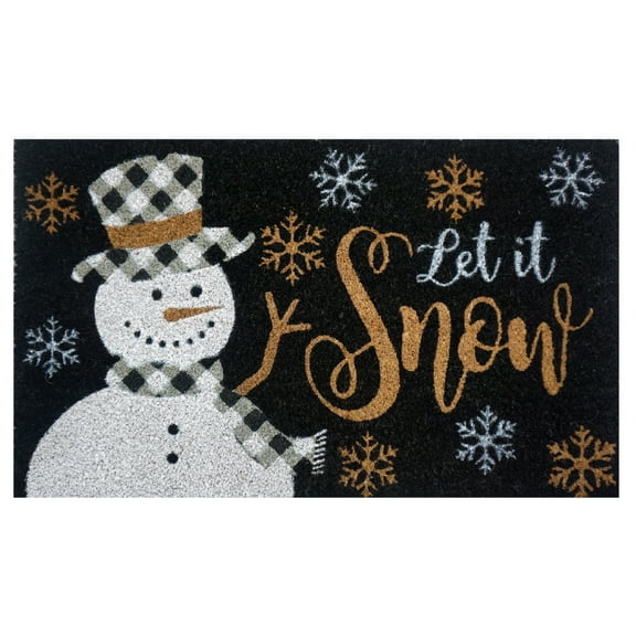 Briarwood Lane Checkered Snowman Winter Natural Fiber Coir Doormat
