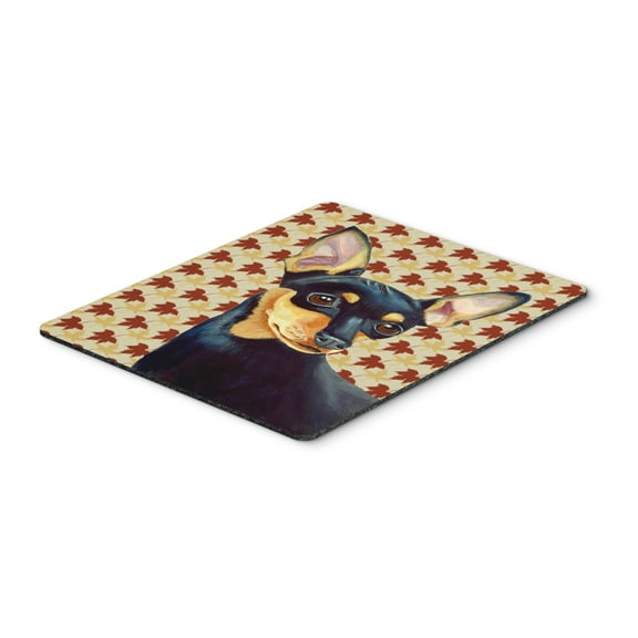 Carolines Treasures LH9110MP "Min Pin Fall Leaves Portrait Mouse Pad Hot Pad or Trivet" Large multicolor