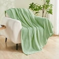 thumbnail image 2 of Gogreen Couverture en Flanelle Douillette Imprimée - Couverture de Lit Format Simple pour la Décoration de la Maison - Ultra Douce, Légère, Jetés en Microfibre (Simple - 60 Pouces x 80 Pouces, Vert Sauge), 2 of 9