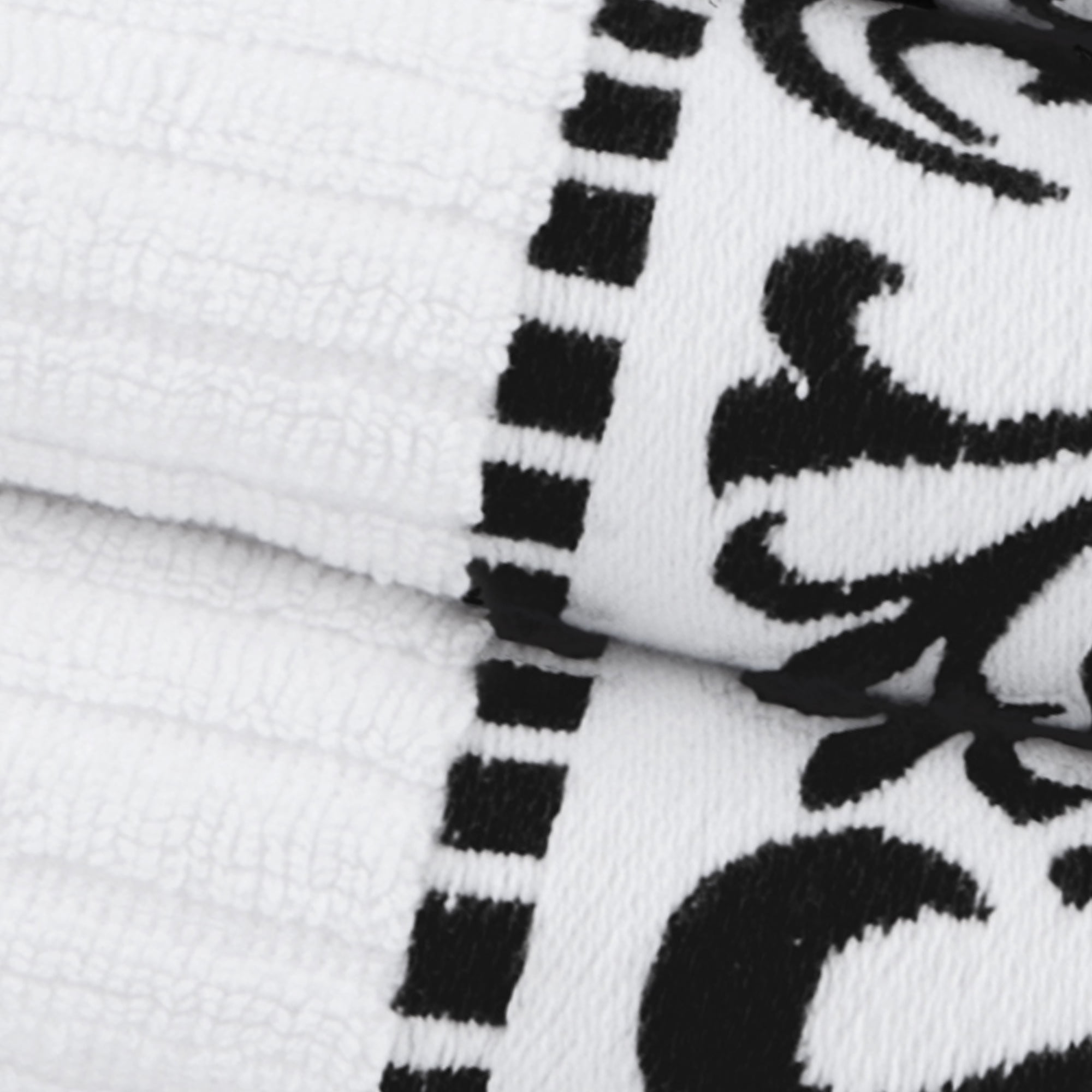 BNM Cotton Greek Scroll 3 Piece Towel Set, White/Black