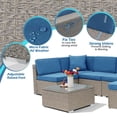 thumbnail image 2 of Eclife 7 Pieces Rattan Wicker Patio Conversation Set Metal Frame Outdoor All-Weather Cushions and Glass Coffee Table for Garden lawn, 2 of 8