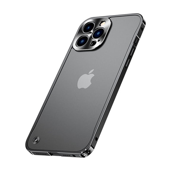 Case for Apple iPhone 13 Pro Max 6.7 inch (2021), [Yellow Resistant] [Anti-Scratch] Matte Clear Acrylic Hard Back Shockproof Case [Metal Frame] Slim Thin Transparent Frost Cover, Black