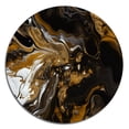 thumbnail image 2 of Designart "Marbled Dreamscape Gold and Black III" Modern Geometric Metal Round Wall Art, 2 of 5
