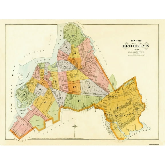 Historic City Map - Brooklyn Unionville New York - Robinson 1890 - Vintage Wall Art