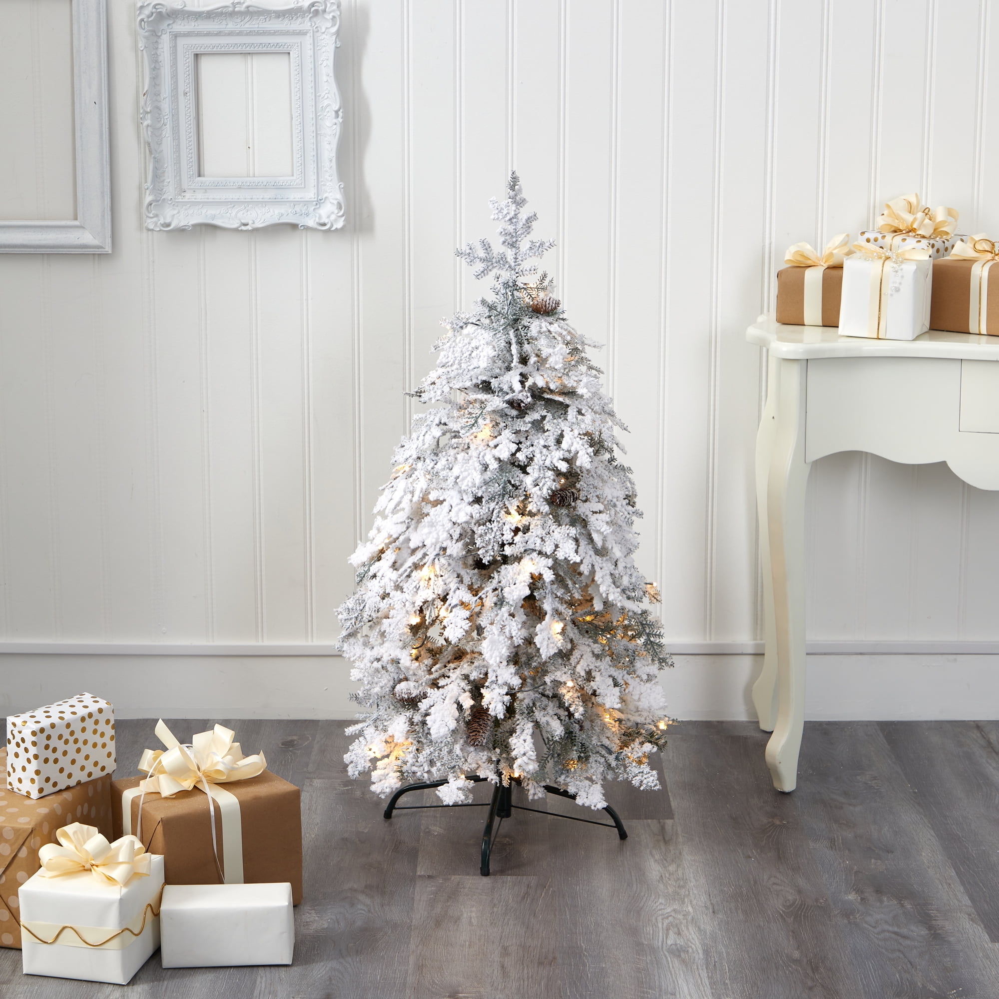 4ft. Flocked Montana Down Swept Spruce Artificial Christmas Tree with