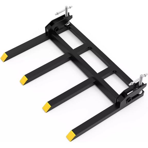 Genrics 48 2500lbs Clamp on Debris Forks 4 Fork Tines Heavy Duty Clamp-on Pallet Forks Replacement for Tractor Bucket Loader Skid Steer