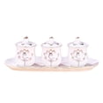 thumbnail image 1 of Bearachild Juego de 3 tazas de té de cerámica con relieve de loto, elegantes tazas de cerámica para momentos de meditación, con diseño de Teteras blanco, 1 of 6