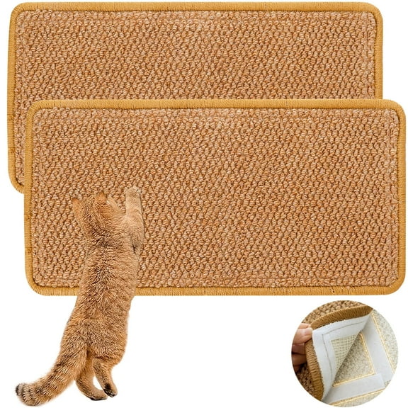 2 Pcs Cat Scratcher Mat,23.6 x 11.8" Natural Sisal Scratching Mat with Velcro Tape,Horizontal Cat Scratch Mat Cat Scratching Pad Protect Couch and Carpets