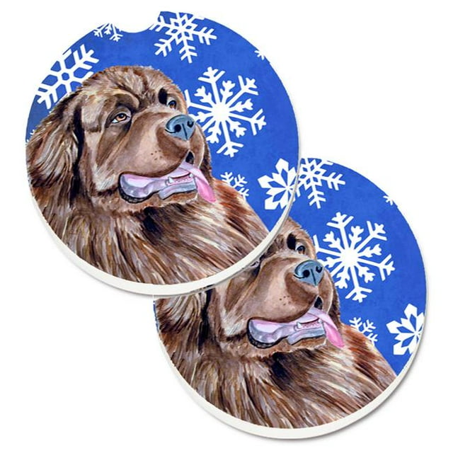 Flocons de Neige d'Hiver de Terre-Neuve Vacances Ensemble de 2 Porte-Gobelet Voiture Coaster