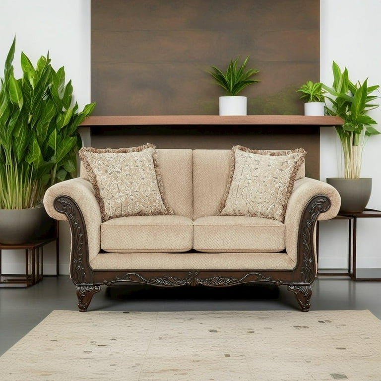 Roundhill Furniture Hernen 2-Piece Living Room Set, Carved