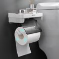 thumbnail image 4 of Soporte de papel higiénico sin perforaciones, estante de almacenamiento, accesorios de baño, caja de pañuelos montada en la pared, rollo de papel, 4 of 4