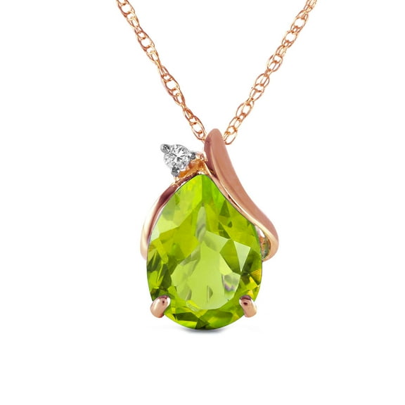 Galaxy Gold 14K Rose Gold Natural Diamonds and Peridot Pendant Necklace - August Birthstone - Warmth & Prosperity - 16" to 24" - Fine Jewelry for Women