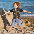 thumbnail image 3 of FORMRS Boys Rash Guard Short Sleeves Swim Shirt Quick Dry UPF 50+ Sun Protection, Sizes 3-12T, Floral Lines, 3 of 6