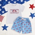 thumbnail image 2 of Baby Boy 4th Of July Outfit Short Sleeve Tee Tops and Drawstring Plaid Shorts Set Toddler Boys Independence Day Clothes, 2 of 6