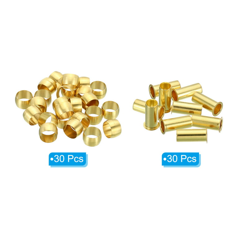 Uxcell 8mm Tube OD Brass Compression Sleeves Ferrules Brass Ferrule Fitting  60 Pack 