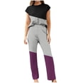 thumbnail image 2 of Besolor Womens 2 Piece Outfits 2024 Summer Tracksuit Color Block Sleeveless Tops and Long Pants Lounge Sets Plus Size, 2 of 4