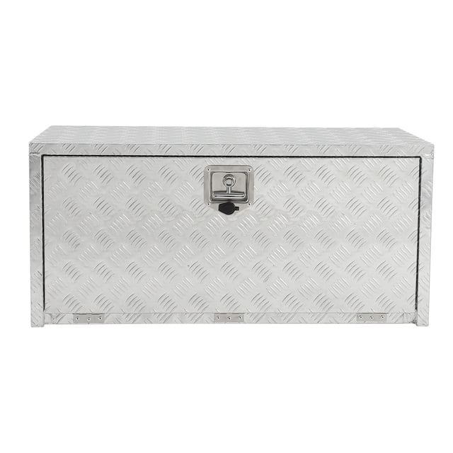 GloryStar Aluminum Diamond Plate Truck Bed Tool Box, Heavy Duty Lockable Storage Chest with Keys for RV Trailer Use