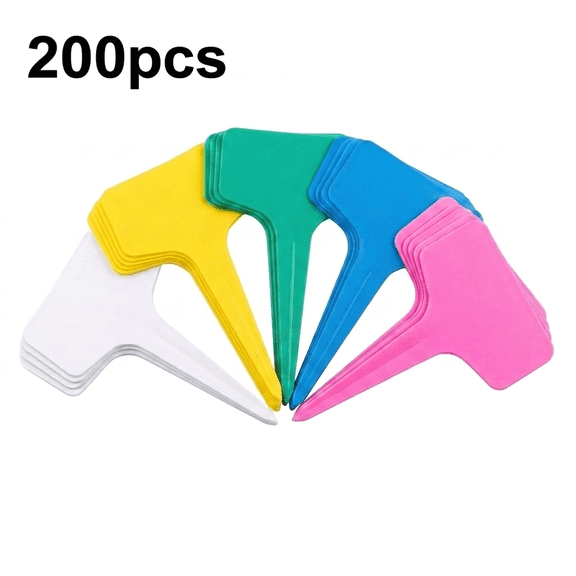 ROSEXIXI Plant Tags 200pcs 1.98*2.8in Waterproof Garden Labels T Shaped Durable Plastic Stakes Writable Weatherproof Garden Markers For Seedlings Succulents Flowers And Outdoor Potted Plant Name Tags
