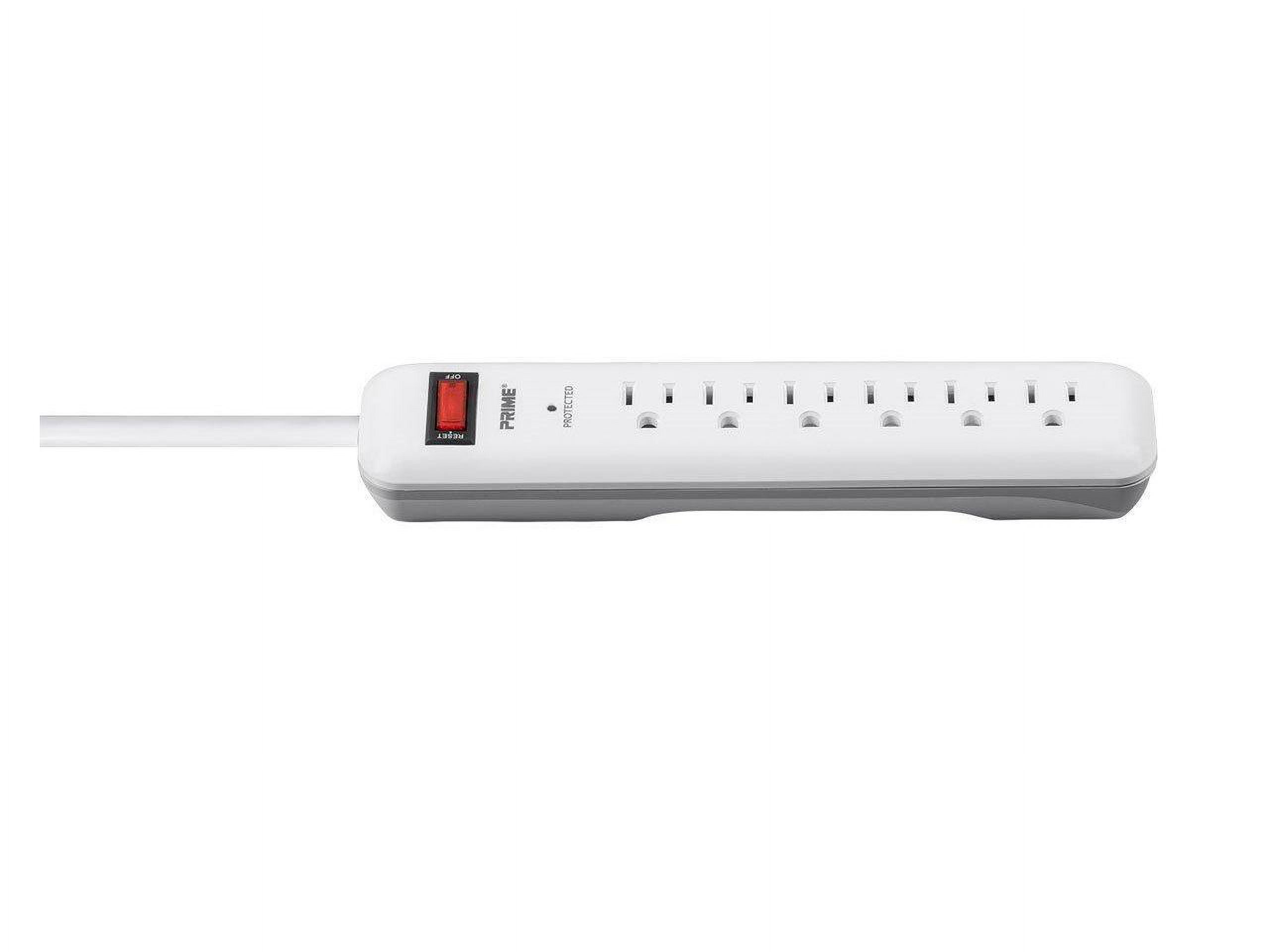 6 Outlet Surge Protector Power Strip with Low-Profile Plug with 8ft Cord, 1000 Joules, White