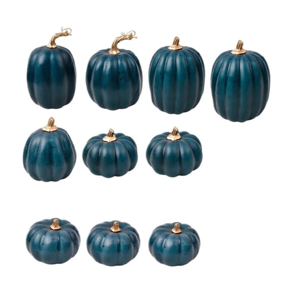 Matte Resin Pumpkin Set, Harvest Cream Artificial Pumpkins Faux Cream Pumpkins Foam Decorative Pumpkins for Fall Farmhouse Autumn Wedding Halloween Thanksgiving Rustic Harvest Centerpiece, Dark Blue