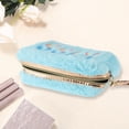 thumbnail image 2 of 1 Pc Bolsa de Maquillaje KISS de Lentejuelas Portátil para Mujeres para Viajes, Vacaciones, Camping, Color Azul de Peluche, 2 of 3