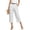 White, variant on Wutalume Women's Solid Color Casual Fashion Breathable Loose Cotton Linen Capri Pants Summer Beach Vacation Trousers,Army Green L