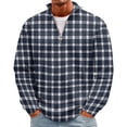 thumbnail image 2 of Men's Plaid Waffle Knit Sweatshirt Quarter Zip Pullover Stand Collar Long Sleeve Loose Fit Casual Sweatshirt For Fall Winter Daily Wear, S, 2 of 7