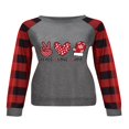 thumbnail image 2 of PENGXIANG Femmes Sweat-Shirt à Carreaux de Dessin Animé à Manches Longues Pull Col, 2 of 5