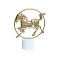 thumbnail image 2 of Gold-Tone Metal Horse Sculpture on Marble Base, Circular Ring Design Home Office Desk Decor, Modern Elegant Accent Statue, 2 of 6