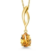Gem Stone King 10K Yellow Gold Yellow Citrine Pendant Necklace for Women | 1.11 Cttw | Gemstone November Birthstone | Pear Shape 8X6MM | With 18 inch Chain