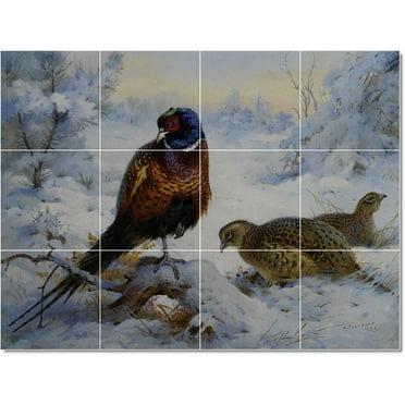 Ceramic Tile Mural-Archibald Thorburn Birds Painting 12. 17" w x 12.75" h using (12) 4.25 x 4.25 ceramic tiles