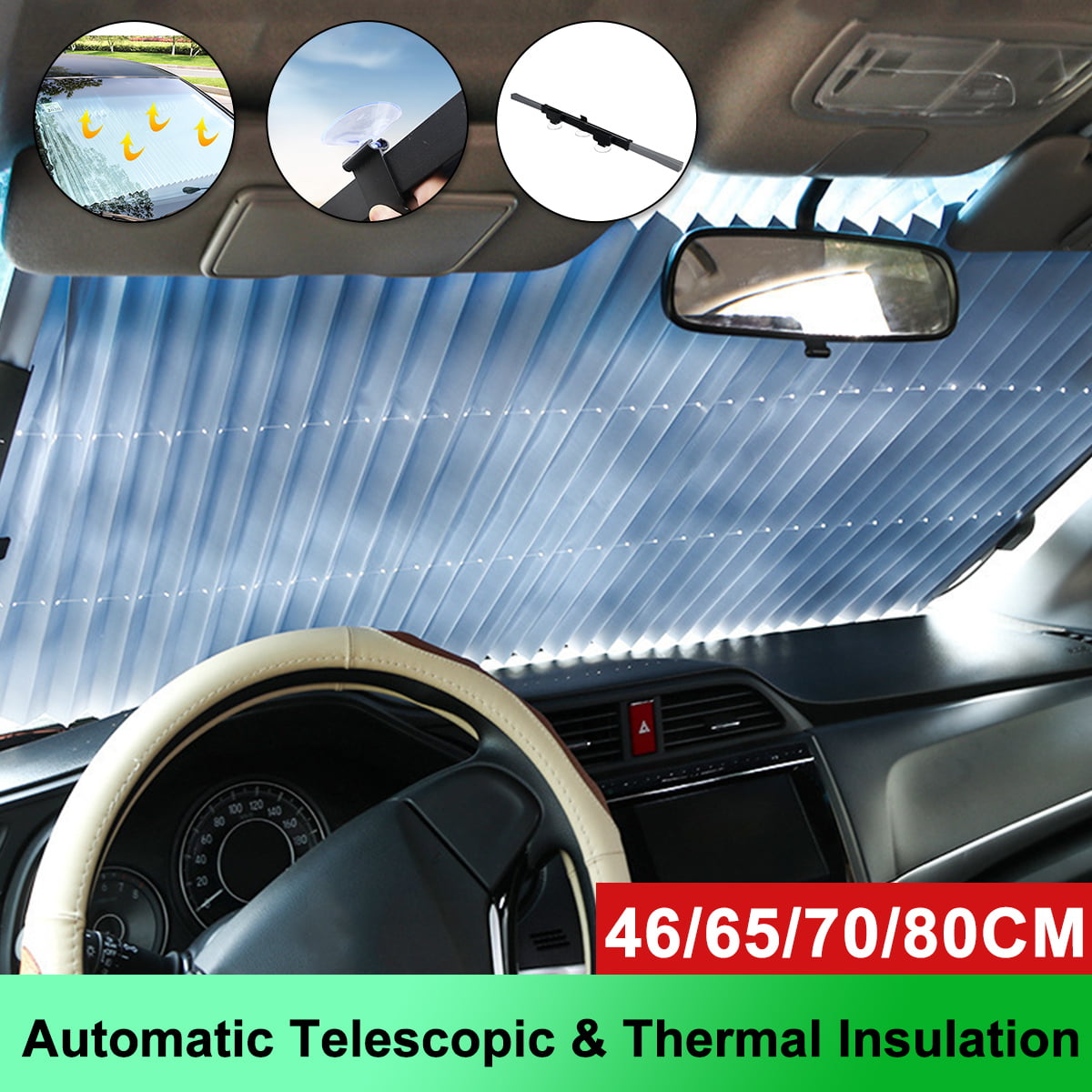 46/65/70/80cm Front Windshield Anti-UV Car Window Sun Shade Thermal Insulation 