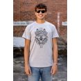 thumbnail image 4 of Geometric Feather Wolf Dreamcatcher Plus Size Crewneck Graphic Tee Shirt Brisco Brands 2X, 4 of 5