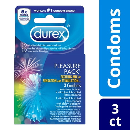 Durex Ultra-Fine Lubricated Latex Condoms Pleasure Pack - 3