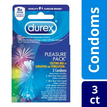 - Durex Ultra-Fine Lubricated Latex Condoms Pleasure Pack - 3 Count