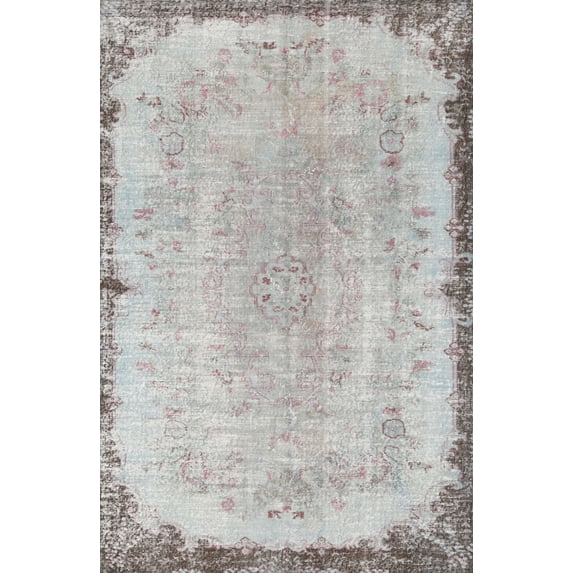 Ahgly Company Machine Washable Indoor Rectangle Traditional Grey Gray Area Rugs, 2' x 5'
