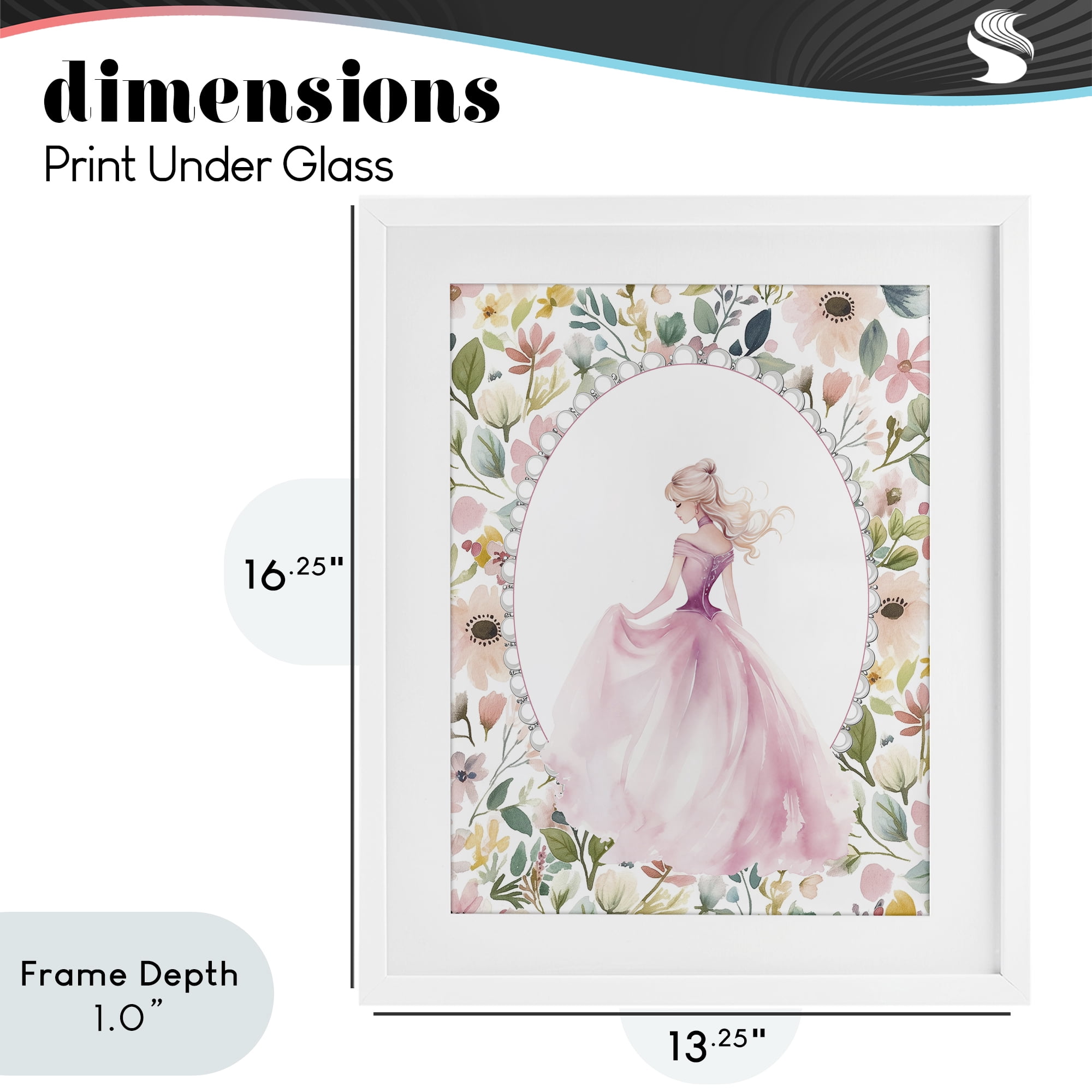 Stupell Industries Graceful Princess Love White Framed Print Under Glass, design by Christine Simpson Art