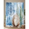thumbnail image 4 of Fsddascl Coastal Nautical Shower Curtain Set - Small 36" x 72" Washable Bathtub Curtain with 12 Hooks, Summer Ocean Shell Seaweed Waterproof Fabric Stall Shower Curtains for Bathroom/Bathtub Décor, 4 of 6