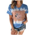 thumbnail image 2 of Lenago Hauts d'Été Grande Taille Printemps pour Femmes Mode Jour de l'Indépendance Femmes Décontracté Col Rond Manches Courtes Imprimé Hauts Blouse Tenues du 4 Juillet pour Femmes, 2 of 5