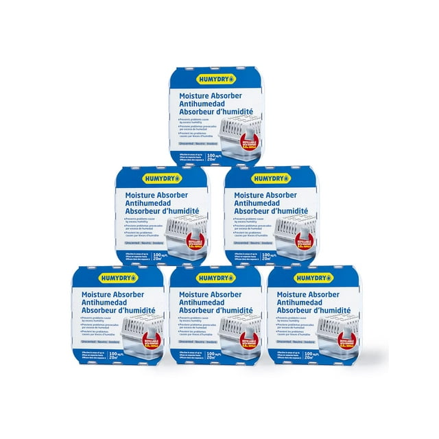 Deshumidificadores Humydry Pack 6 para el hogar con recarga de 250 ml sin perfume