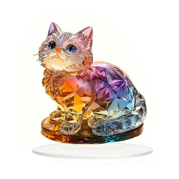 Vibranted Color 2D Kitten Acrylic Desk Decoration Ornament for Home and Work Office Decorations