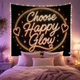 thumbnail image 2 of Choose Happy Glow Neon Script with Hearts, Uplifting Digital Art for Positive Decor Fans, Aesthetic Wall Decor, Birthday Gift, Tapestry Wall Hanging for Bedroom and Dorm, 2 of 7