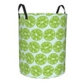 thumbnail image 2 of Balery Green Lemon Slices Round Laundry Basket with Handles Waterproof Freestanding Laundry Hamper for Clothes Toys in the Dorm and Family-, 2 of 8